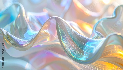 Fototapeta Naklejka Na Ścianę i Meble -  Abstract iridescent flowing shapes