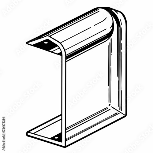 Metal corner protector in minimalist design on white background  