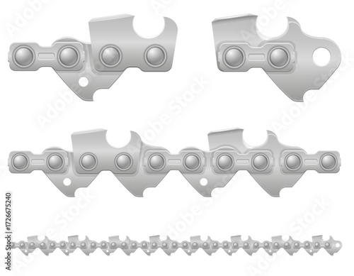metal chainsaw chain cartoon stock vector illustration isolated on white background