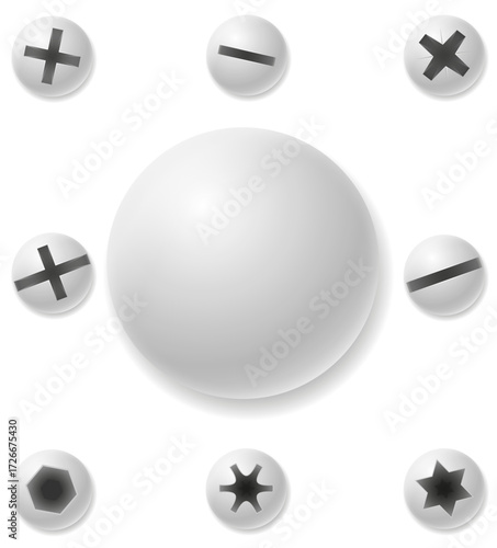 metal screws heads bolts and rivet cartoon stock vector illustration isolated on white backgroun