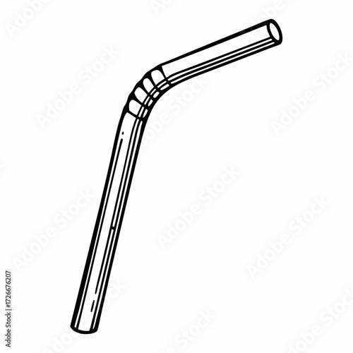 Bent straw isolated on a white background  