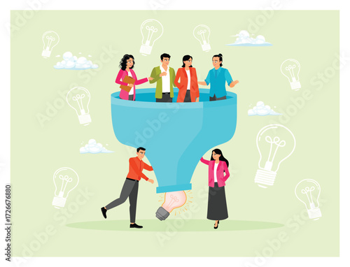 The concept of a marketing funnel or sales conversion.