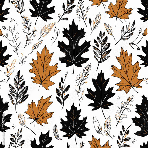 Autumn vibe leaves pattern sketch illustration vector