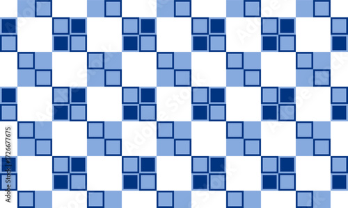 square window, Two tone blue Checkerboard repeat pattern, replete image, design for fabric design printing