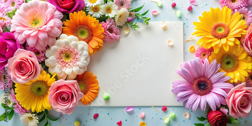 Greeting card letter frame. Flowers and romance.