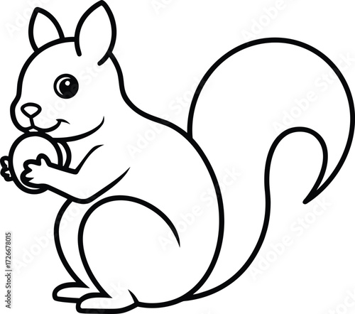 cute squirrel holding an acorn vector illustration