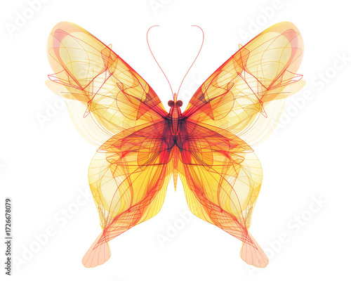 Abstract line art butterfly design illustration Isolated on a transparent background