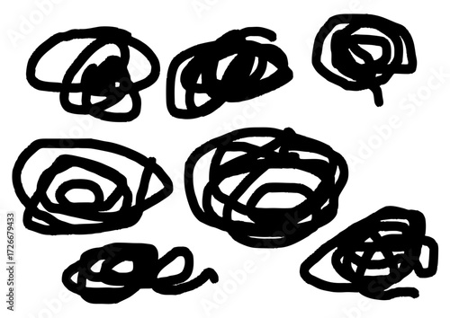 Abstract Doodle Art with Energetic Swirls and Freeform Lines on a White Background, Representing Creativity and Spontaneity