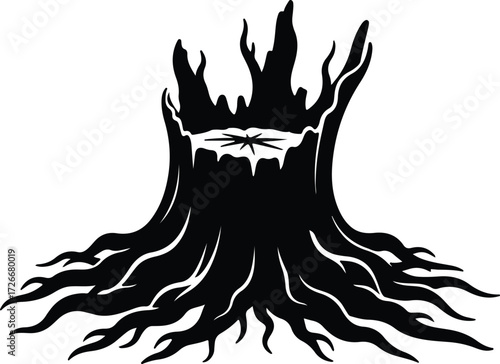 Vector Tree stump graphic silhouette log forestry nature Illustrator