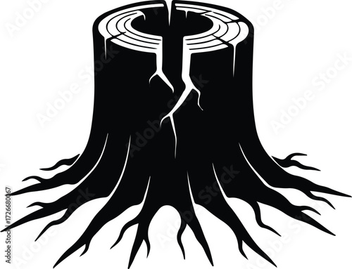 Vector Tree stump isolated dead tree silhouette Illustrator