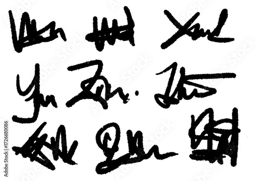 Collection of Handwritten Signatures Variety of Personal Marks and Autographs with Distinctive Styles