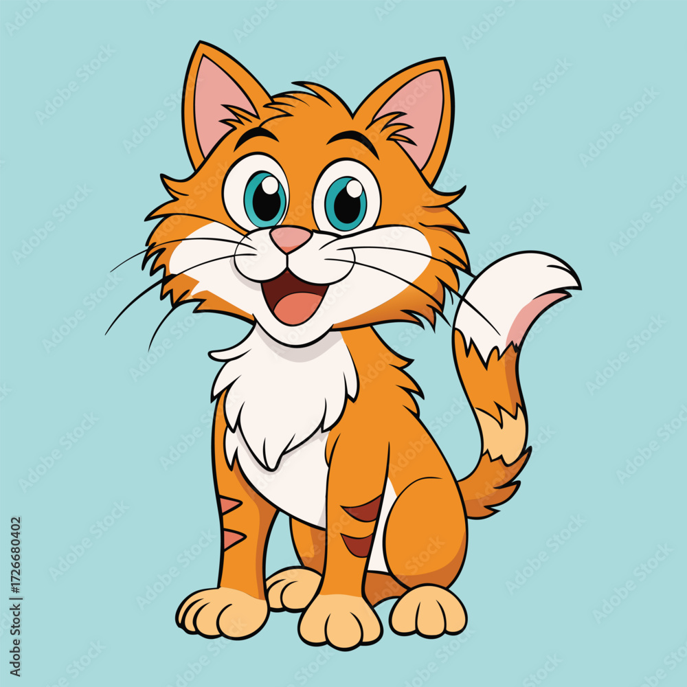 Obraz premium Cartoon orange cat sitting