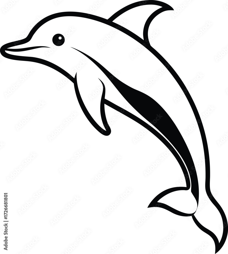 Naklejka premium dolphin vector illustration jumping in ocean