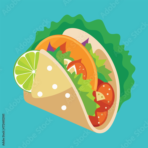 Taco with lime and fillings