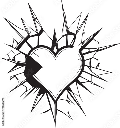 Broken Heart: A symbolic illustration depicting a shattered heart, conveying themes of pain, loss, and emotional distress.