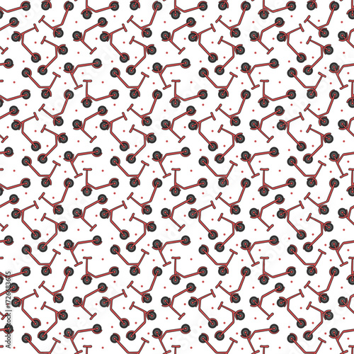 Seamless pattern cute kick scooter perfect for kids fabric, baby clothes. electric scooter texture