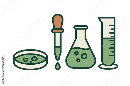 Essential scientific laboratory glassware and tools for chemical experiments, biological research, and medical analysis
