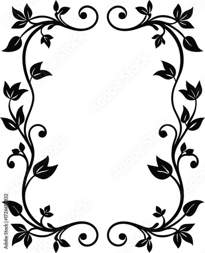 Decorative floral frame with ornamental design and flower elements