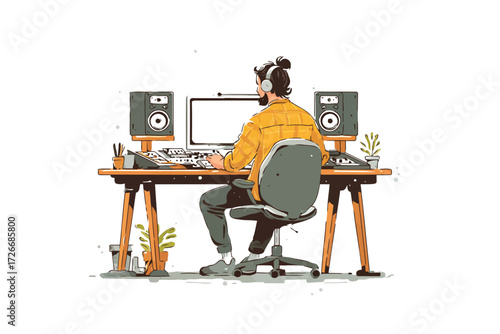 Acoustic engineer at work occupation isolated
