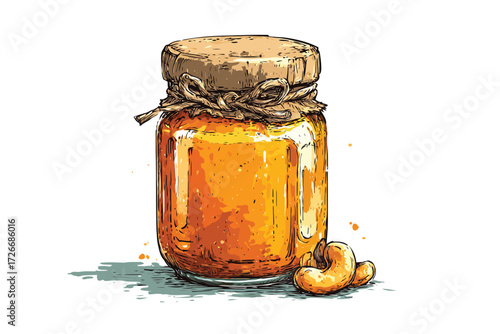 Cashew Butter in Glass Jar with Rustic Label hazelnut isolated