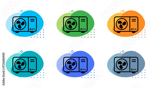 Heat Pump Icon Energy Efficient, with A++ Rating. Template vector background.