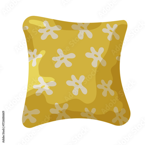 Bright yellow decorative pillow with playful pattern for home interior enhancement
