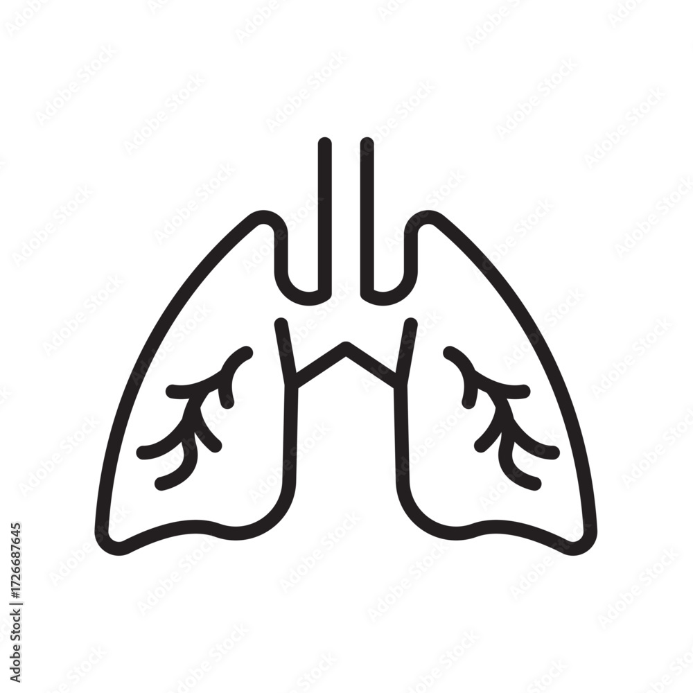 Obraz premium Editable Lung Line Icon