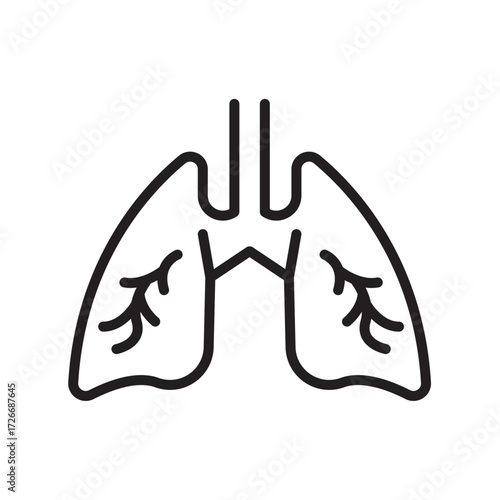 Editable Lung Line Icon