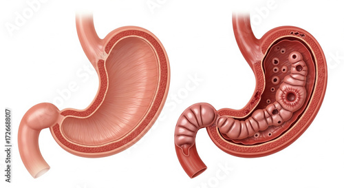 Gastritis & Ulcers vs Normal Stomach Anatomy