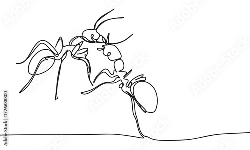 Ants in Combat A Continuous Line Art Depiction