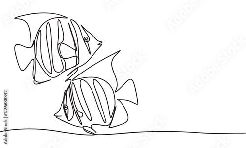 Two Fish Line Art Illustration