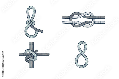 Detailed collection of various rope knots and secure fastenings for nautical, climbing, and general utility purposes