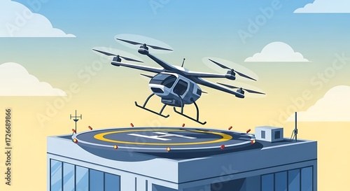 Flying Taxi Landing.