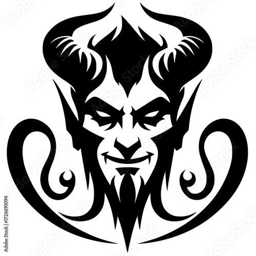 Silhouette portrait of a cunning devil