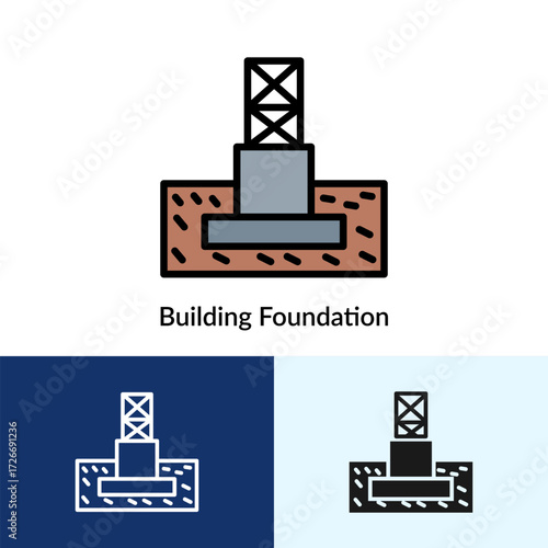 Building Foundation Icon Collection With Multi Styles