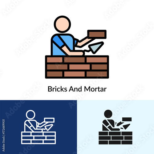 Bricks And Mortar Icon Collection With Multi Styles