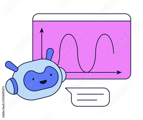 AI assistant analyzing infographics, AI powered analytics or business intelligence
