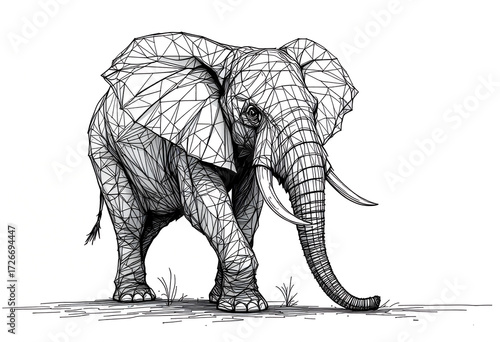 Polygonal Elephant Line Art