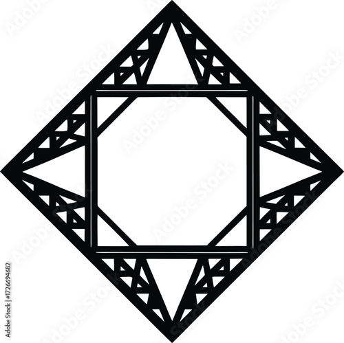 black and white abstract geometric square design