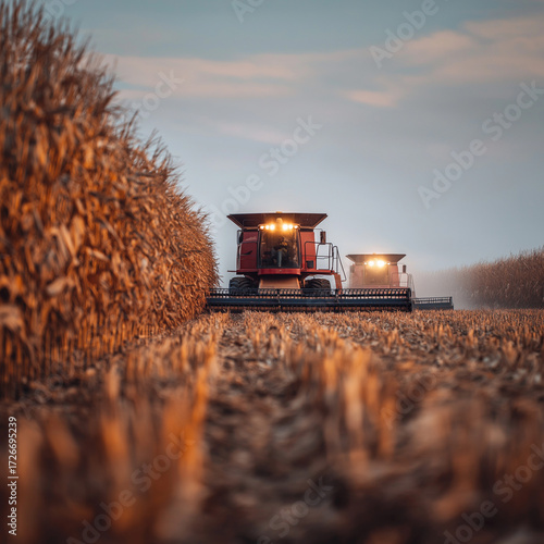 Wallpaper Mural Combines Harvesting Corn Torontodigital.ca