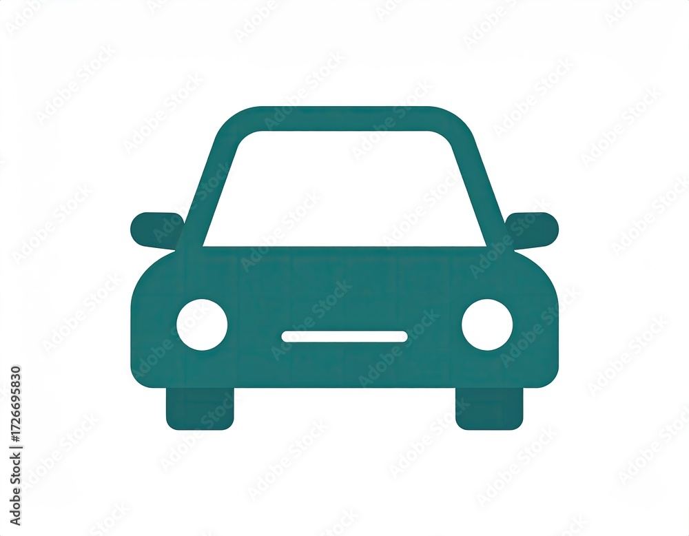 Obraz premium Teal car icon, front view (1)