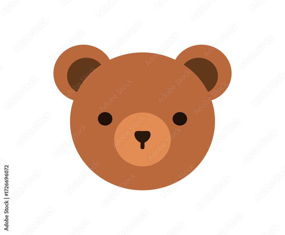 Fototapeta premium Cute teddy bear face icon. PNG illustration on transparent background.