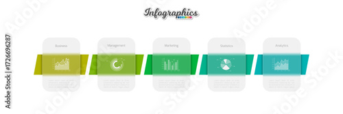 Infographic design template. Progress bar with translucent elements. Vector infographic illustration can be used for chart, diagram, web design, presentation, workflow layout