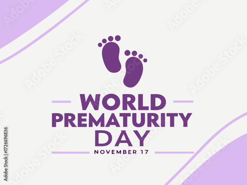 World Prematurity Day Graphic with Baby Footprints and Purple Accents for November Seventeenth graphic