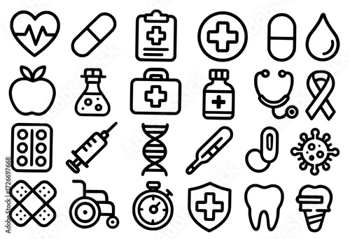 Sheet icon, medical icons set, outline edition