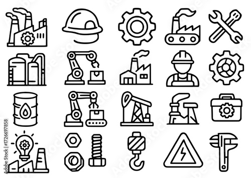 Icon Sheet, industrial theme, outline edition
