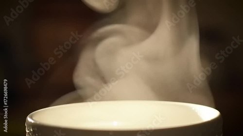 Wallpaper Mural Steaming Hot Drink in White Bowl. Torontodigital.ca