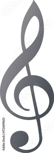 Elegant gray treble clef symbol, a universal representation of music, melody, and sound, signifying artistic expression and harmonic beauty in creative compositions and performance