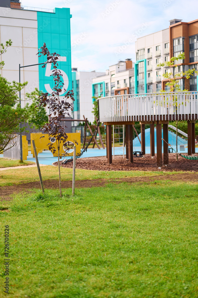 Fototapeta premium Urban playground with modern residential buildings