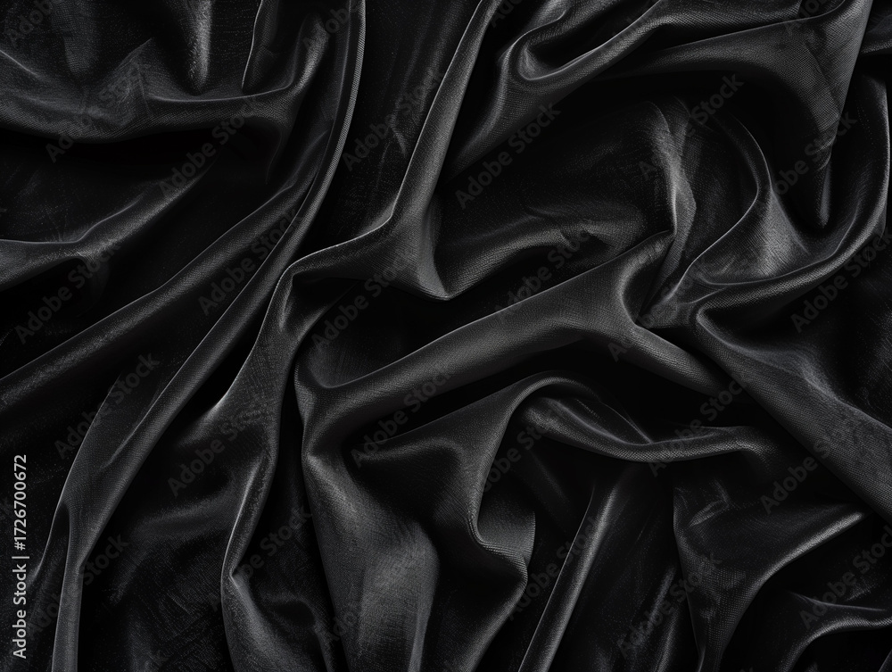 Fototapeta premium Black Silk Fabric Texture Elegant Black Cloth Background